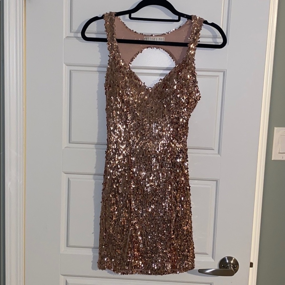 Potter’s Pot Rose Gold Sequin Mini Dress